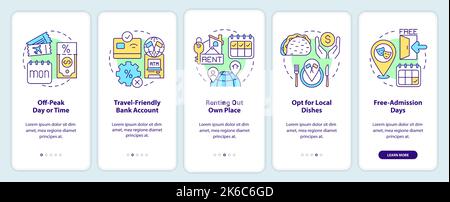 Saving travel tips onboarding mobile app screen Stock Vector