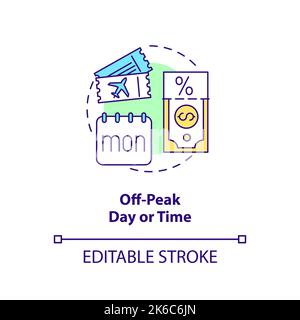 Off-peak flying times concept icon Stock Vector