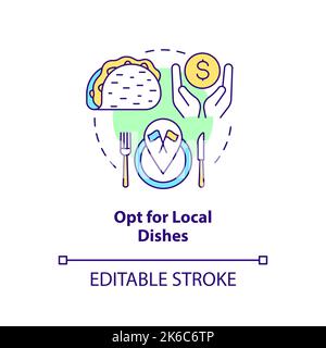 Opt for local dishes concept icon Stock Vector