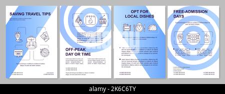Save travel money tips blue gradient brochure template Stock Vector