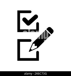 Questionnaire icon in flat style. Survey symbol isolated on white background. Simple abstract remember icon in black. Vector illustration for graphic Stock Vector