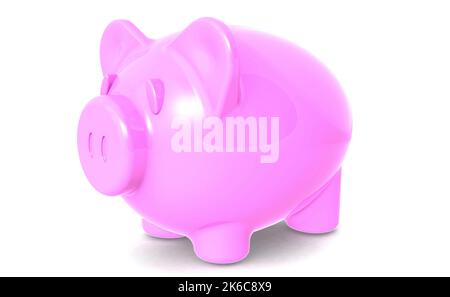 Realistic pink piggy bank isolated on white background, 3d rendering ...