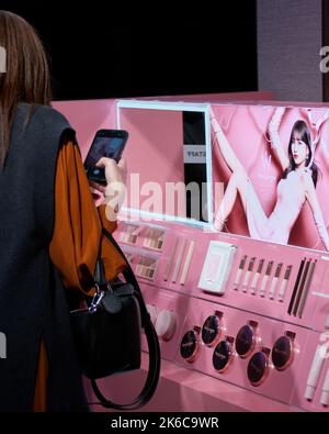 Tokyo, Japan. 13th Oct, 2022. Products are displayed during the launch event for beauty brand 'Wonjungyo' in Tokyo, Japan on Thursday October 13, 2022. Photo by Keizo Mori/UPI Credit: UPI/Alamy Live News Stock Photo