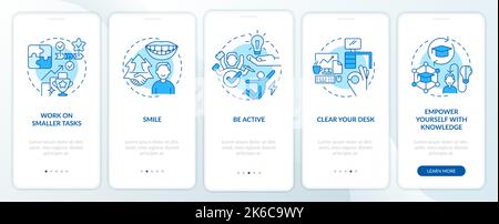 Boost self confidence at work blue onboarding mobile app screen Stock Vector