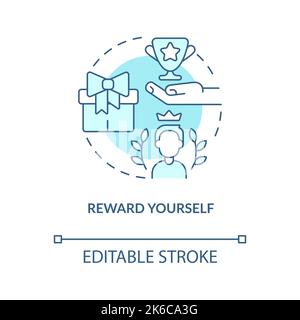 Reward yourself turquoise concept icon Stock Vector