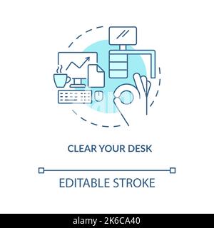 Clear your desk turquoise concept icon Stock Vector