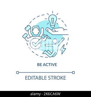 Be active turquoise concept icon Stock Vector