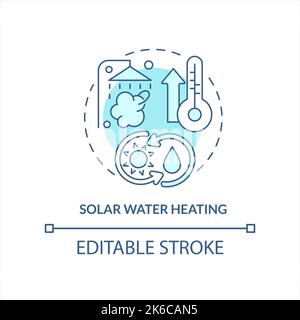 Solar water heating turquoise concept icon Stock Vector