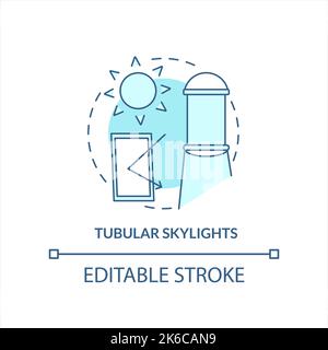 Tubular skylights turquoise concept icon Stock Vector