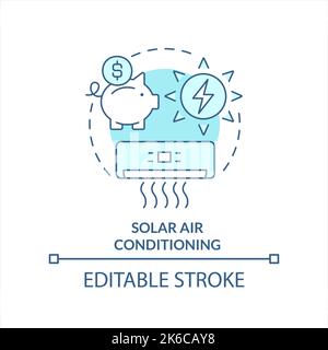 Solar air conditioning turquoise concept icon Stock Vector