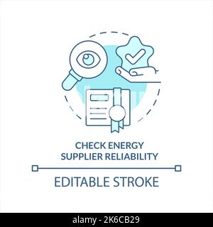Check energy supplier reliability turquoise concept icon Stock Vector