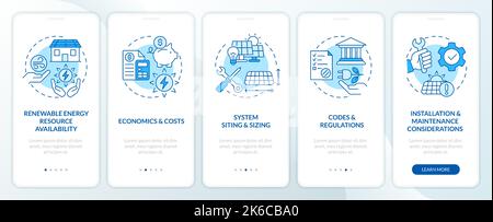 Choosing right alternative energy blue onboarding mobile app screen Stock Vector
