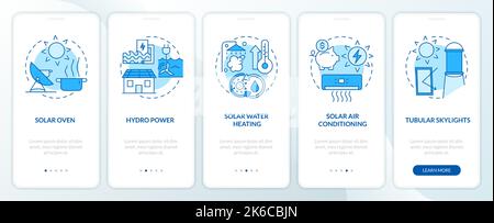 Power house with alternative energy blue onboarding mobile app screen Stock Vector