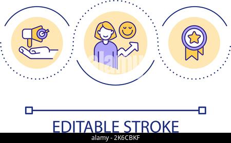 Positive customer feedback loop concept icon Stock Vector