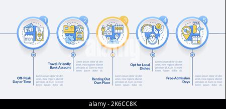 Reduce travel costs circle infographic template Stock Vector