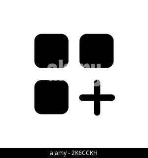 Menu with add option black glyph ui icon Stock Vector