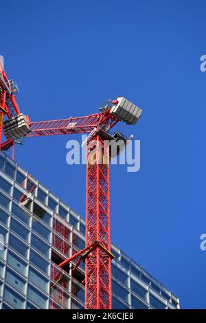 Cranes working on Skyscraper construction in the Financial district London Uk. Stock Photo