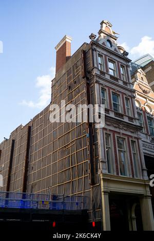 Leadenhall market building side exposed after the removal of connected building due to work on One Leadenhall development in London Uk. Stock Photo