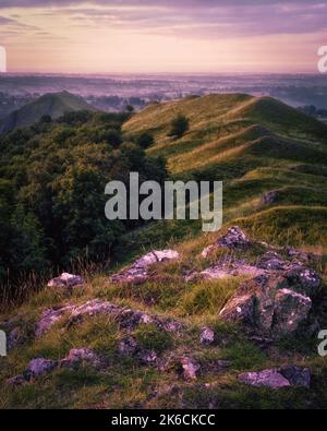 Thorpe Cloud and the Derbyshire Dales from Bunster Hill, Dovedale in the Peak District, UK Stock Photo