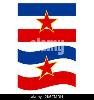 Yugoslavia Flag. Yugoslavia Flag illustration. Yugoslavia Waving Flag. Flat Style. Stock Photo