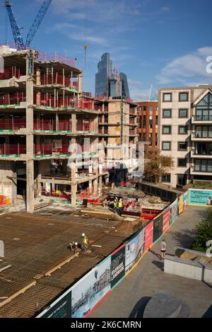 Construction site of One Millennium Bridge a new development of Sustainable riverside workspace next to the River Thames London UK. Stock Photo