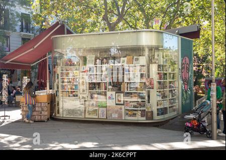 Madrid Spain; October 5, 2022: Santa Barbara Bookstore, Plaza de Santa Barbara. A transparent bookstore in the center of Plaza de Santa Barbara near A Stock Photo