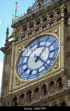 Close-up of the clock face of Big Ben Elizabeth Tower London UK  after renovations are completed in 2022. Stock Photo