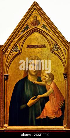 Madonna and Child, St.Nicholas, St John the Evangelist,. St. Peter ,St. Benedict the Redeemer, Four Angels, Giotto di Bondone, (Vespignano, Vicchio di Mugello 1267 – Firenze 1337) Gothic/Proto-Renaissance period . Florence, Italy. Stock Photo