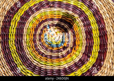 multicolored concentric circles woven with wicker Stock Photo