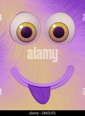 Postcard Design with Happy fluffy cartoon monster Stock Vector