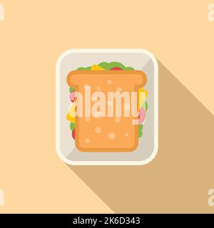 Sandwich airline food icon flat vector. Flight meal. Air plane Stock Vector