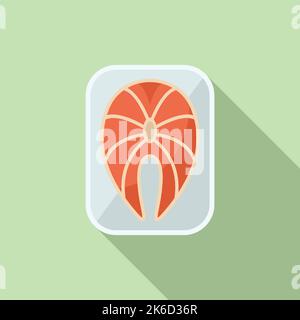 Red fish airline food icon flat vector. Airplane meal. Air plane Stock Vector