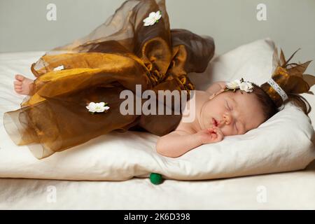 Adorable newborn baby girl sleeping Stock Photo