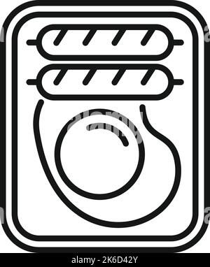 Fried egg airline food icon outline vector. Flight meal. Dinner airport Stock Vector