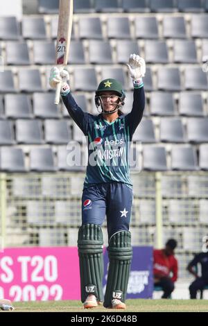 Sylhet, Bangladesh . 09th Oct, 2022. October 9, 2022, Sylhet, Bangladesh: Aliya Riaz of the Pakistan team in action during the match between Pakistan Vs UAE during the Women's T20 Cricket Asia Cup at Sylhet International Cricket Stadium, Bangladesh. on October 9, 2022, Sylhet, Bangladesh. (Photo by Md Rafayat Haque Khan/Eyepix Group/Sipa USA) Credit: Sipa USA/Alamy Live News Stock Photo