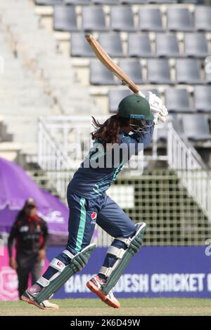 Sylhet, Bangladesh . 09th Oct, 2022. October 9, 2022, Sylhet, Bangladesh: Aliya Riaz of the Pakistan team in action during the match between Pakistan Vs UAE during the Women's T20 Cricket Asia Cup at Sylhet International Cricket Stadium, Bangladesh. on October 9, 2022, Sylhet, Bangladesh. (Photo by Md Rafayat Haque Khan/Eyepix Group/Sipa USA) Credit: Sipa USA/Alamy Live News Stock Photo