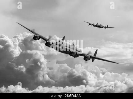 Lancaster bombers in flight Stock Photo