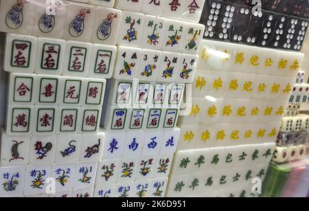 Mahjong tiles at Biu Kee Mah-Jong in Jordan. The old mahjong tile shop is forced to close at the end of October as it is evicted by the Buildings Department.  06OCT22 SCMP/ Edmond So Stock Photo