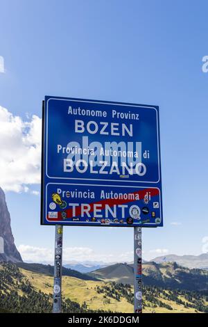 Autonomous Province of Bozen (Bolzano) road sign, South Tyrol, Italy Stock Photo