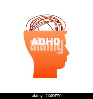 ADHD Attention disorder. Prevent ADHD. Vector stock illustration. Stock Vector