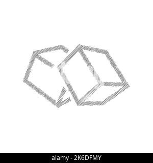Boxes grey sketch vector icon. Vector pictogram for infographic, web design Stock Vector