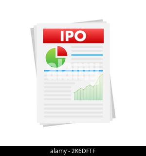 IPO initial public offering concept in flat style - investment and strategy icons. Vector illustration Stock Vector
