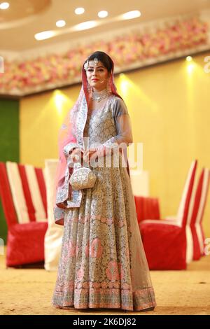 Pakistani wedding: Bride at Traditional Nikah ceremony in Karachi Stock Photo