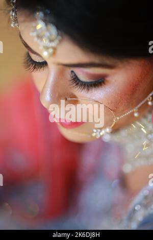 Pakistani wedding: Bride at Traditional Nikah ceremony in Karachi Stock Photo