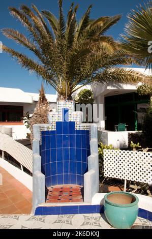 Shower at swimming pool, Puerta del Carmen, Lanzarote, Canary Islands Stock Photo