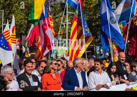 October 12 2022, Barcelona, Spanish Day Celebration at Gracia Avenue Stock Photo