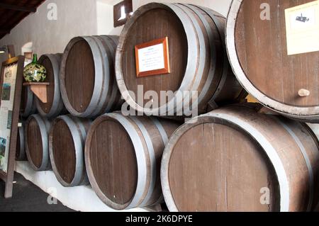 Wine vats, La Geria Vinery, Lanzarote, Canary Islands Stock Photo