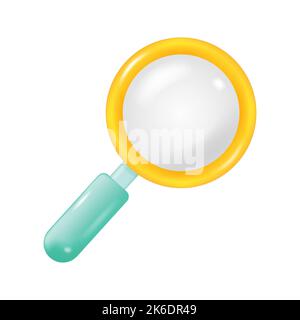 Magnifying Glass Isolated on White Background. 3D Vector illustration Stock Vector