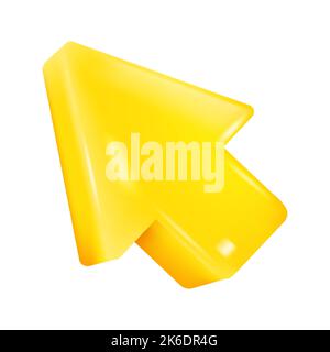 Yellow Cursor Pointer Arrow Isolated on White Background. 3D Vector illustration Stock Vector