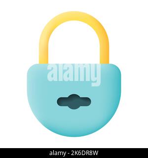 Locked Padlock Isolated on White Background. 3D Vector illustration Stock Vector